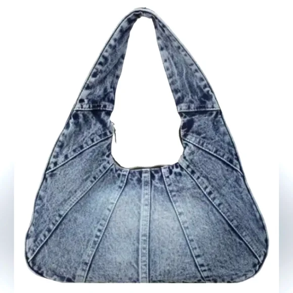 Denim Hobo Bag w/Fashion Brooches - Picture 3 of 17